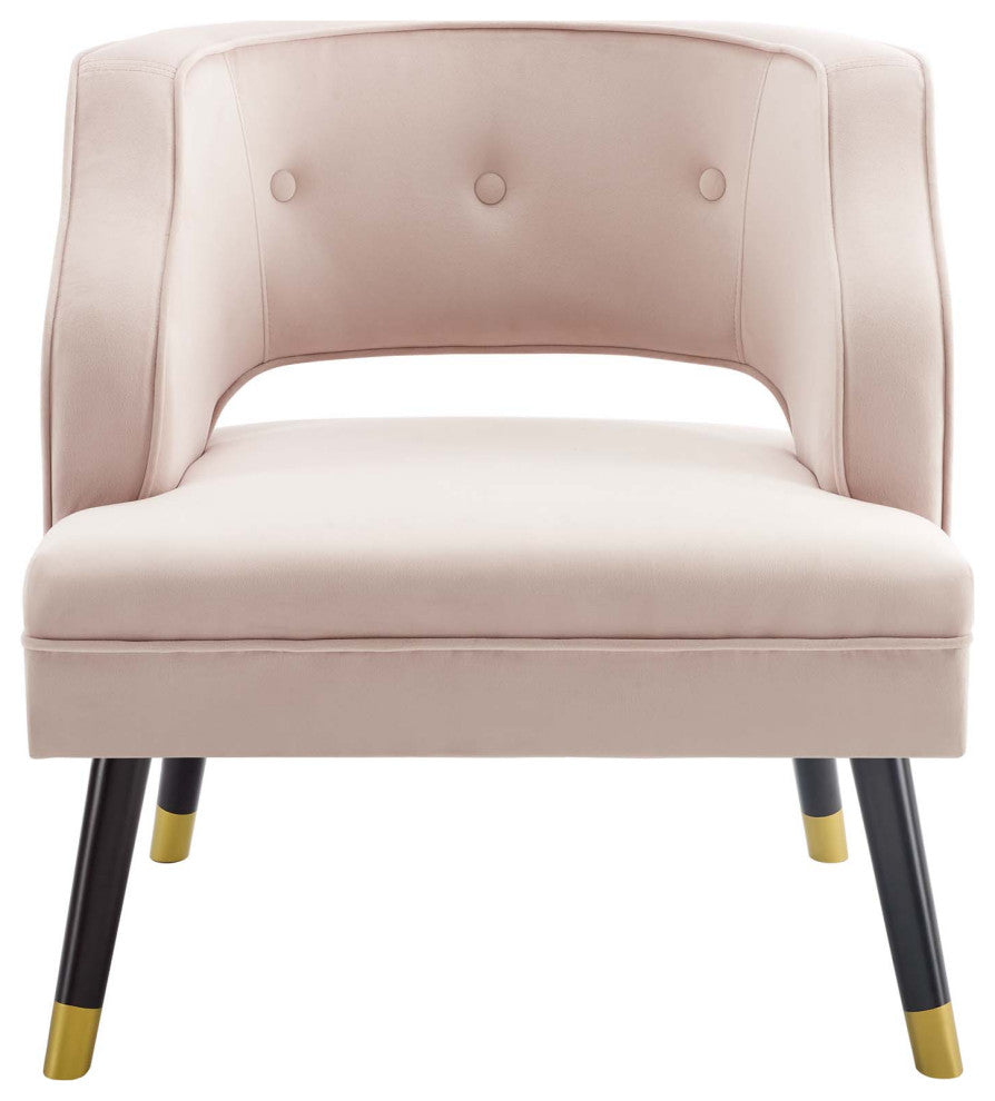 Traipse Button Tufted Open Back Performance Velvet Armchair