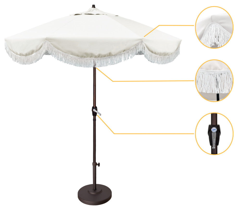9'' Surfside Patio Umbrella With Fiberglass Ribs and Fringe, Buttercup