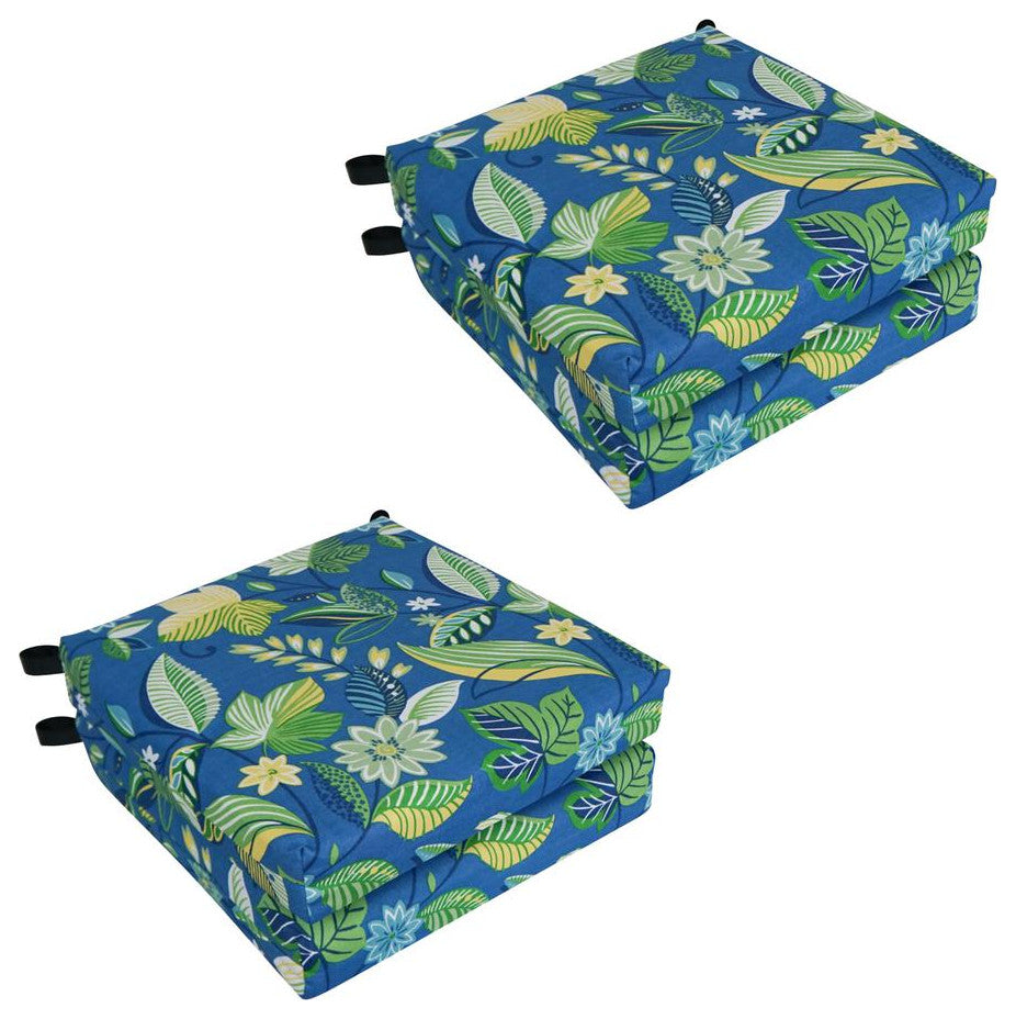 Blazing Needles Set of 4 Outdoor Chair Cushions, Skyworks Caribbean