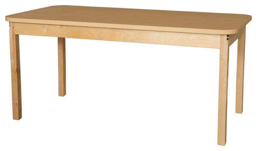 Rectangle High Pressure Laminate Table With Hardwood Legs, 26"