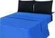 Tache Bed Sheet Set, 4-Piece, 100% Cotton, Solid Deep Blue and Black, Cal King