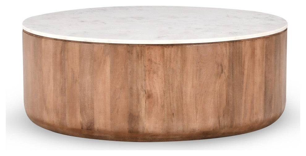 Josie 22" Solid Wood and Marble Round Coffee Table by Kosas Home