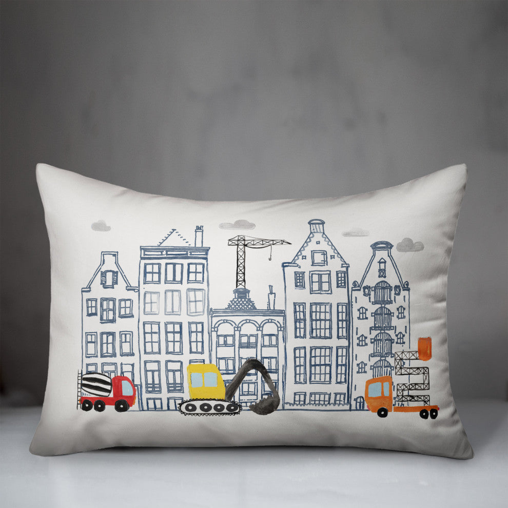 Juvie Doodle Buildings 14"x20" Spun Poly Pillow