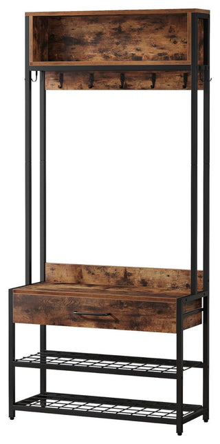 Tribesigns Entryway Hall Tree with Drawer, Vintage Industrial Coat Rack
