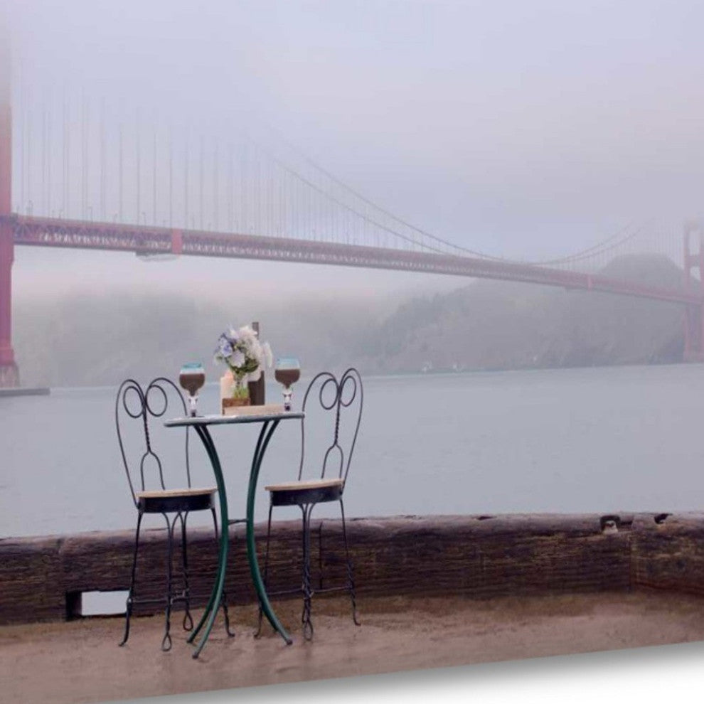 Overcast Bistro Caf" Golden Gate Bridge 3 Giclee Wrap Canvas Wall Art