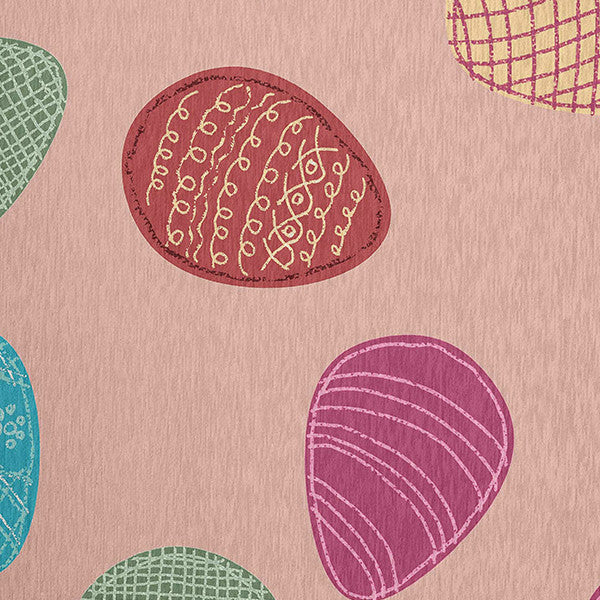 Egg Hunt Easter Chenille Rug, Sunwashed Red, 5'x7'