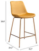 Counter Stool Chair, Steel Metal, Fabric, Yellow, Gold, Bar Kitchen Cafe Bistro