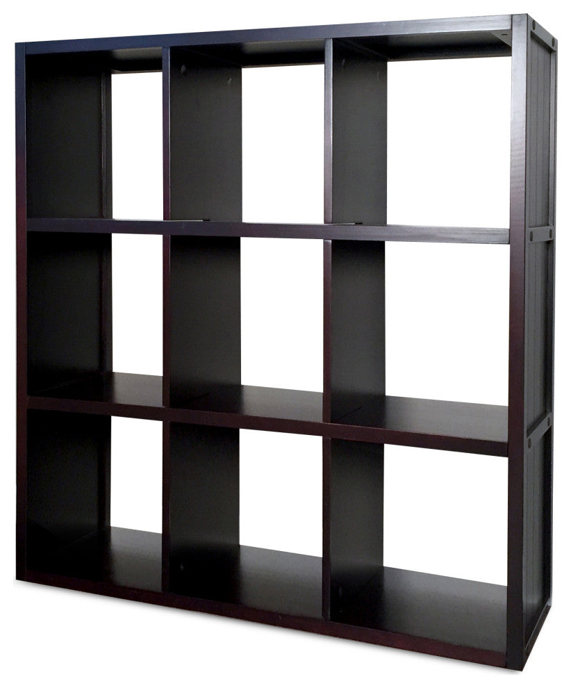 Solid Wood 9 Cube Storage Organizer, Espresso