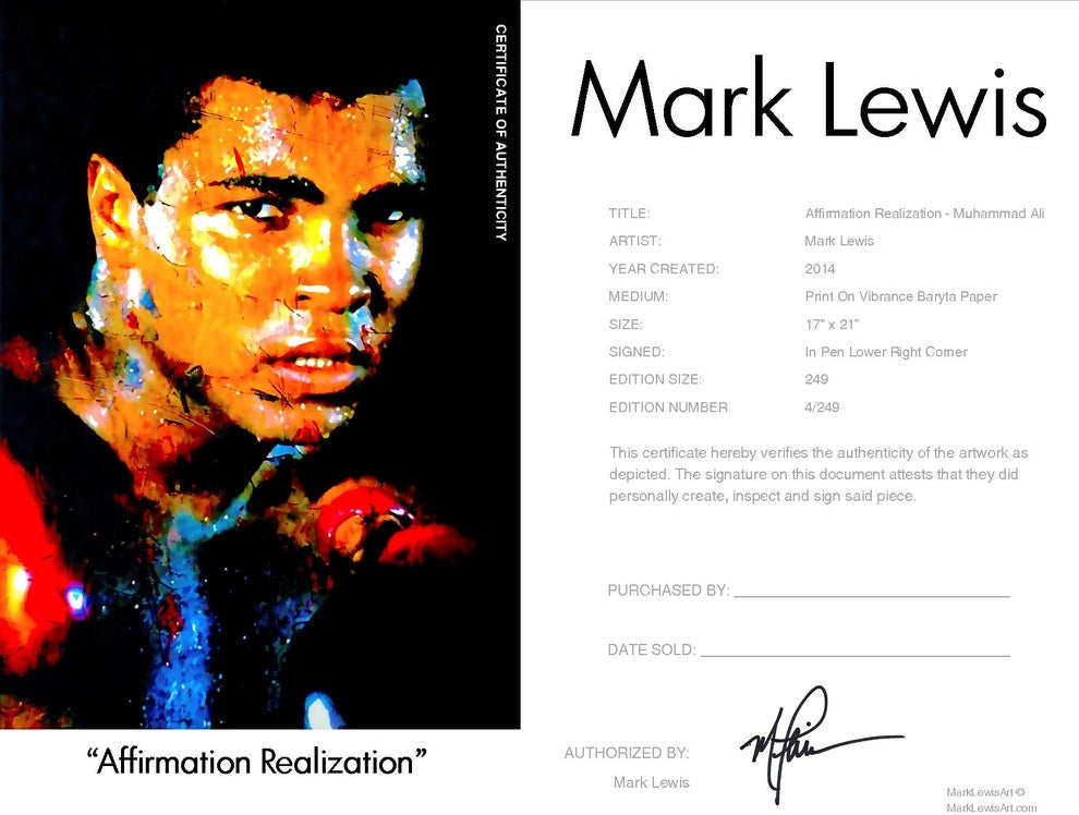 Muhammad Ali "Affirmation Realized" Signed Fine Art Print by artist Mark Lewis