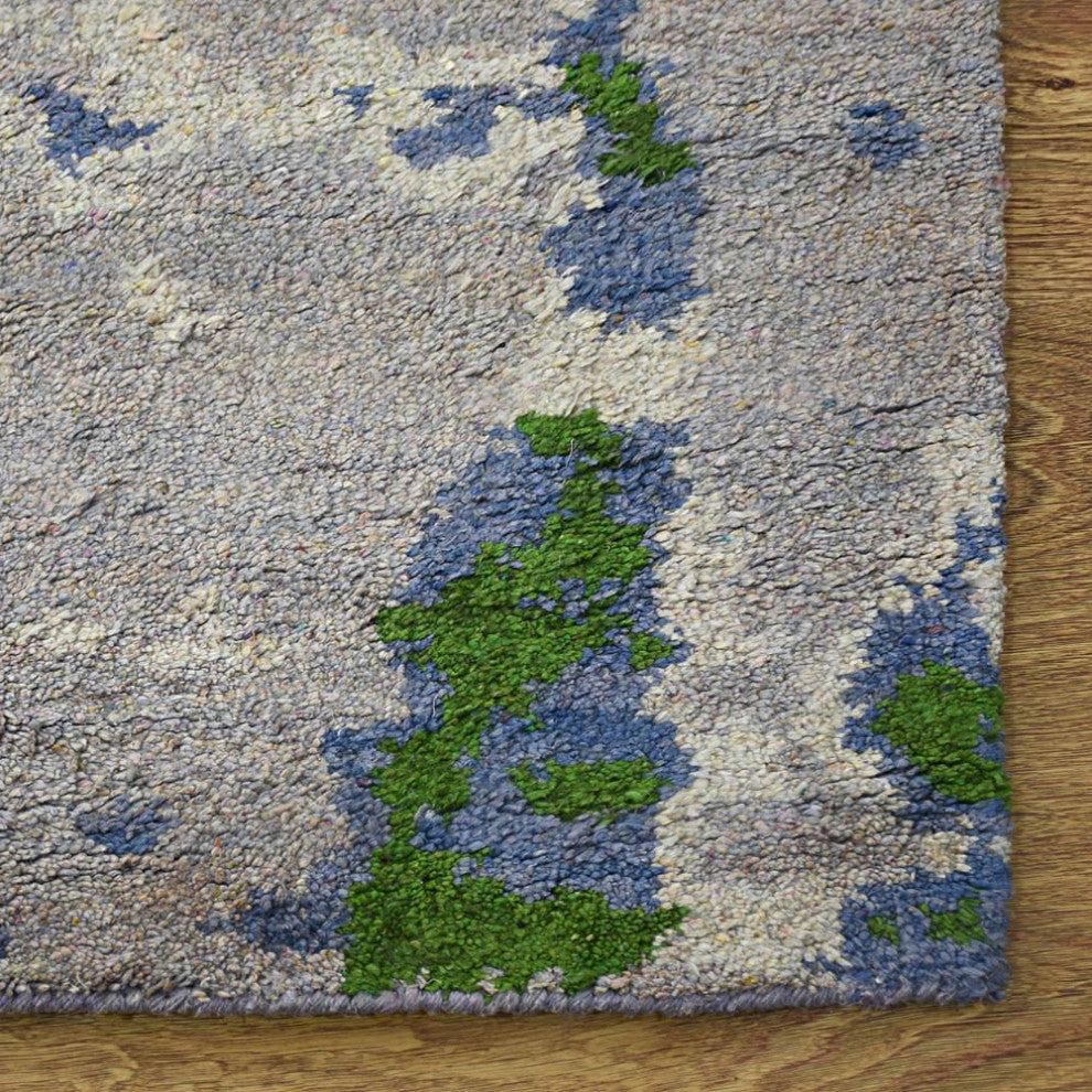 Hand Knotted Silk Area Rug Abstract Multicolor