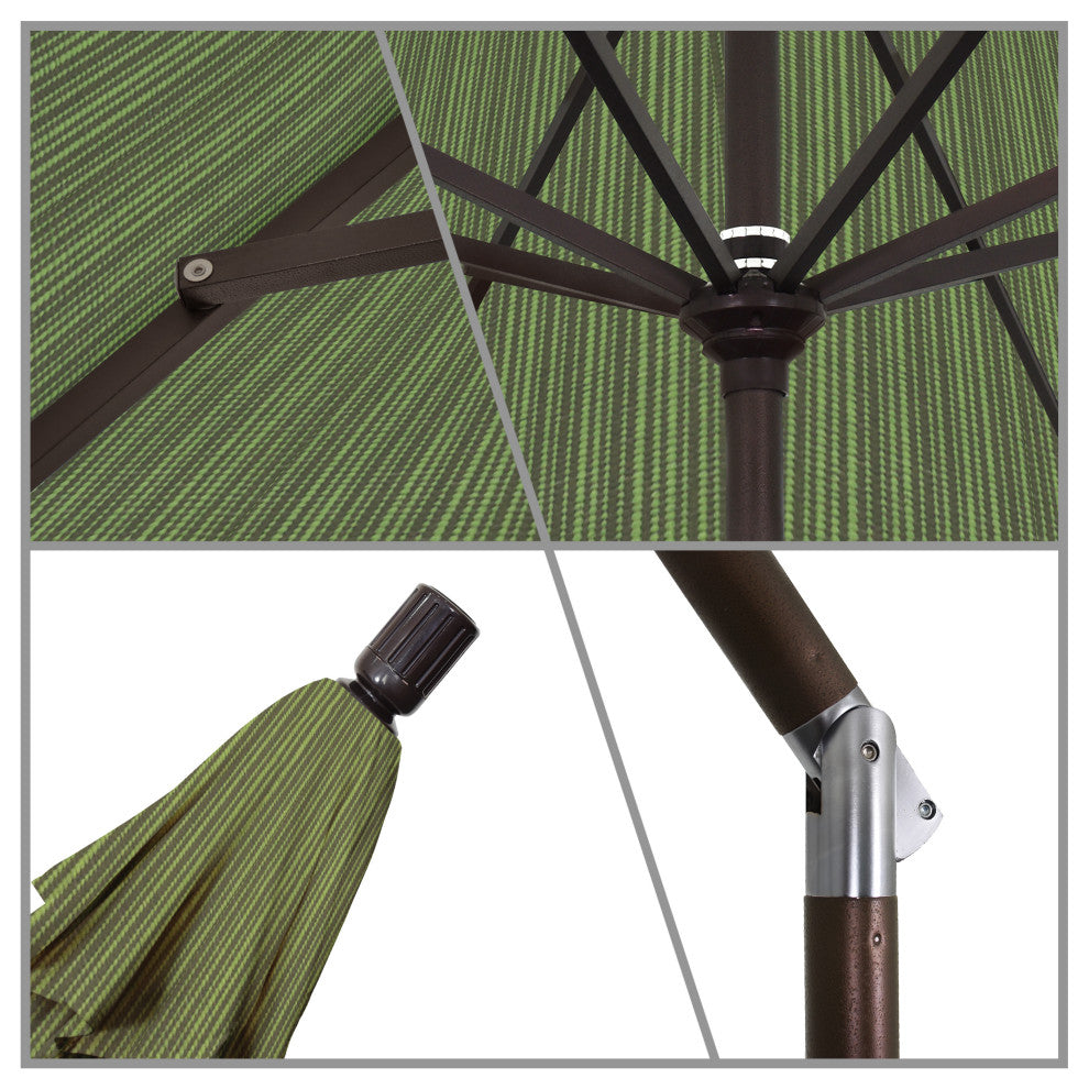 11' Aluminum Umbrella Collar Tilt Matted White, Olefin, Terrace Fern