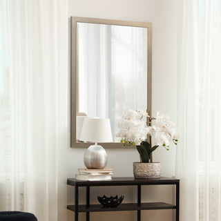 Meade Framed Wall Mirror, Aged Nickel, 20"x48"