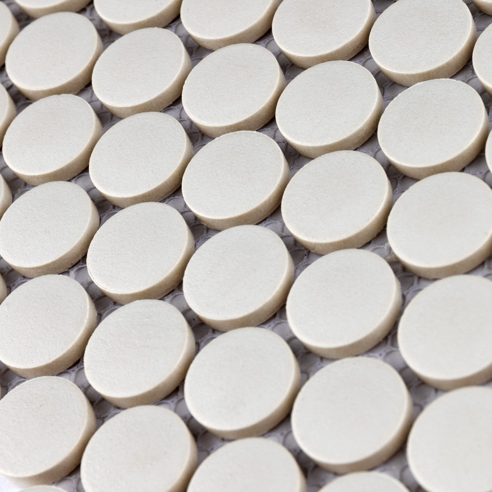Gotham Penny Round Porcelain Mosaic Sample