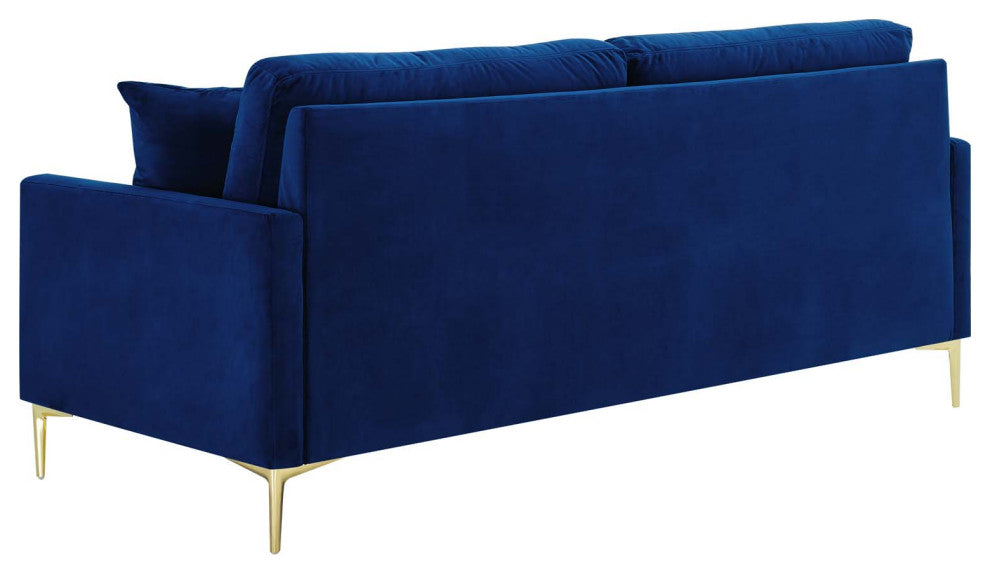 Sofa, Velvet, Blue Navy, Modern, Living Lounge Room Hotel Lobby Hospitality