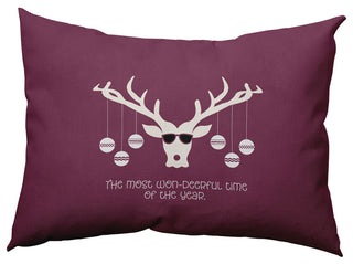 Cool Christmas Deer Accent Pillow, Passion Flower, 14"x20"