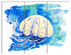 Jellyfish Watercolor Painting, Abstract Triptych Canvas Print, 36x28, 3 Panels