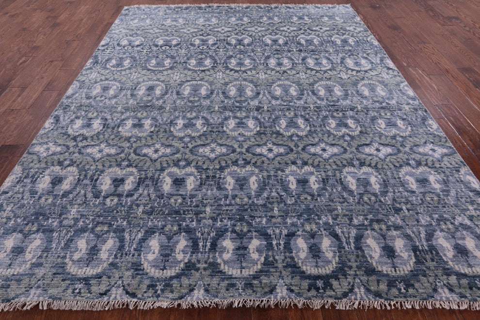 Ikat Hand Knotted Wool Rug 7' 11" X 9' 10" Q8607