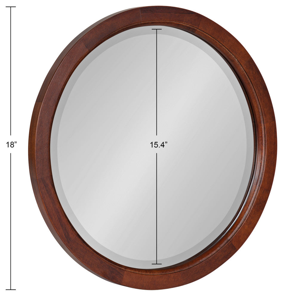 Hogan Round Framed Wall Mirror, Walnut Brown 18 Diameter