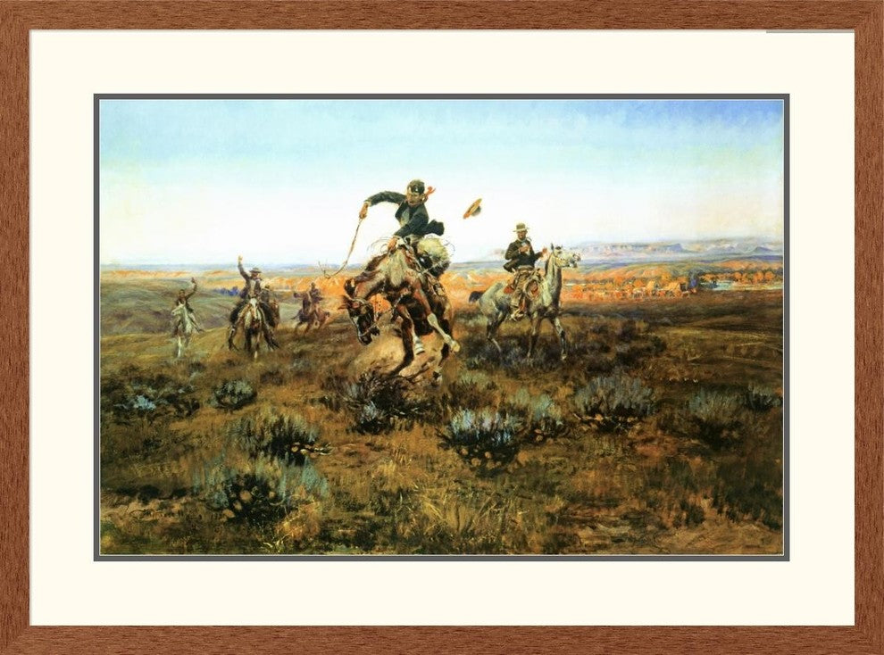 "A Bad One" Framed Digital Print by Charles M. Russell, 39x29"