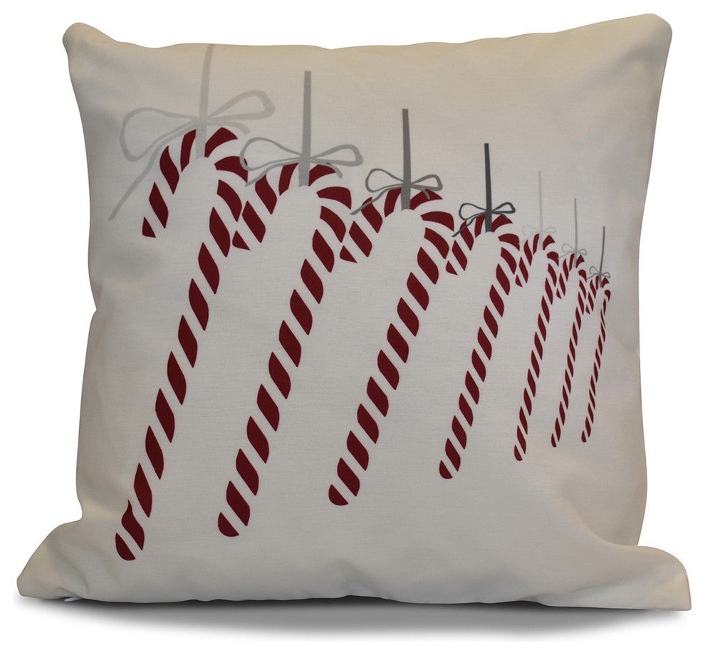 Candy Canes Pillow, Gray, 18"x18"