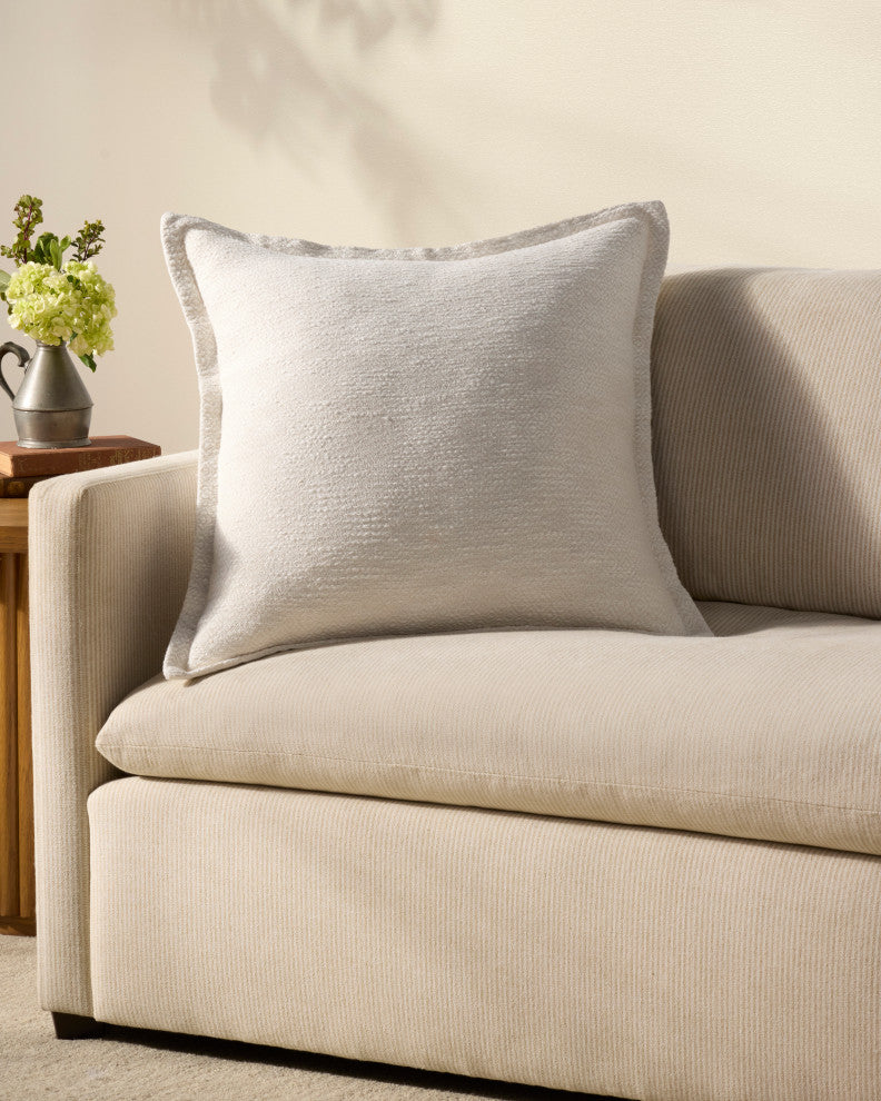 Chris Loves Julia x Loloi Morris White 22'' x 22'' Cover With Down Pillow