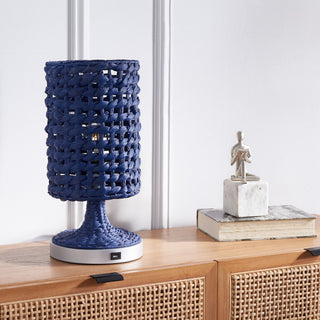 Safavieh Knowles Table Lamp With USB Port Blue