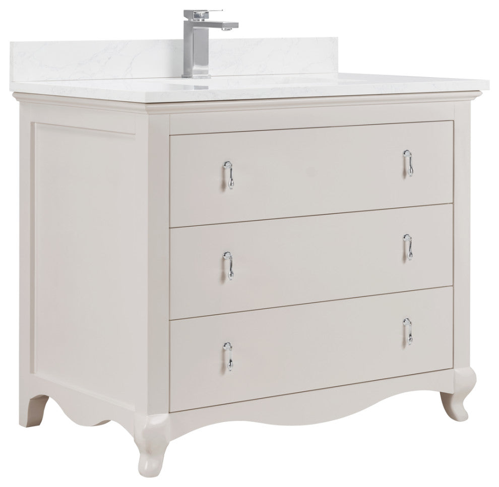 Legion Furniture WS2512 Series Bathroom Sink Vanity, Dreamy White, 42", Artificial Stone Top, Single Sink