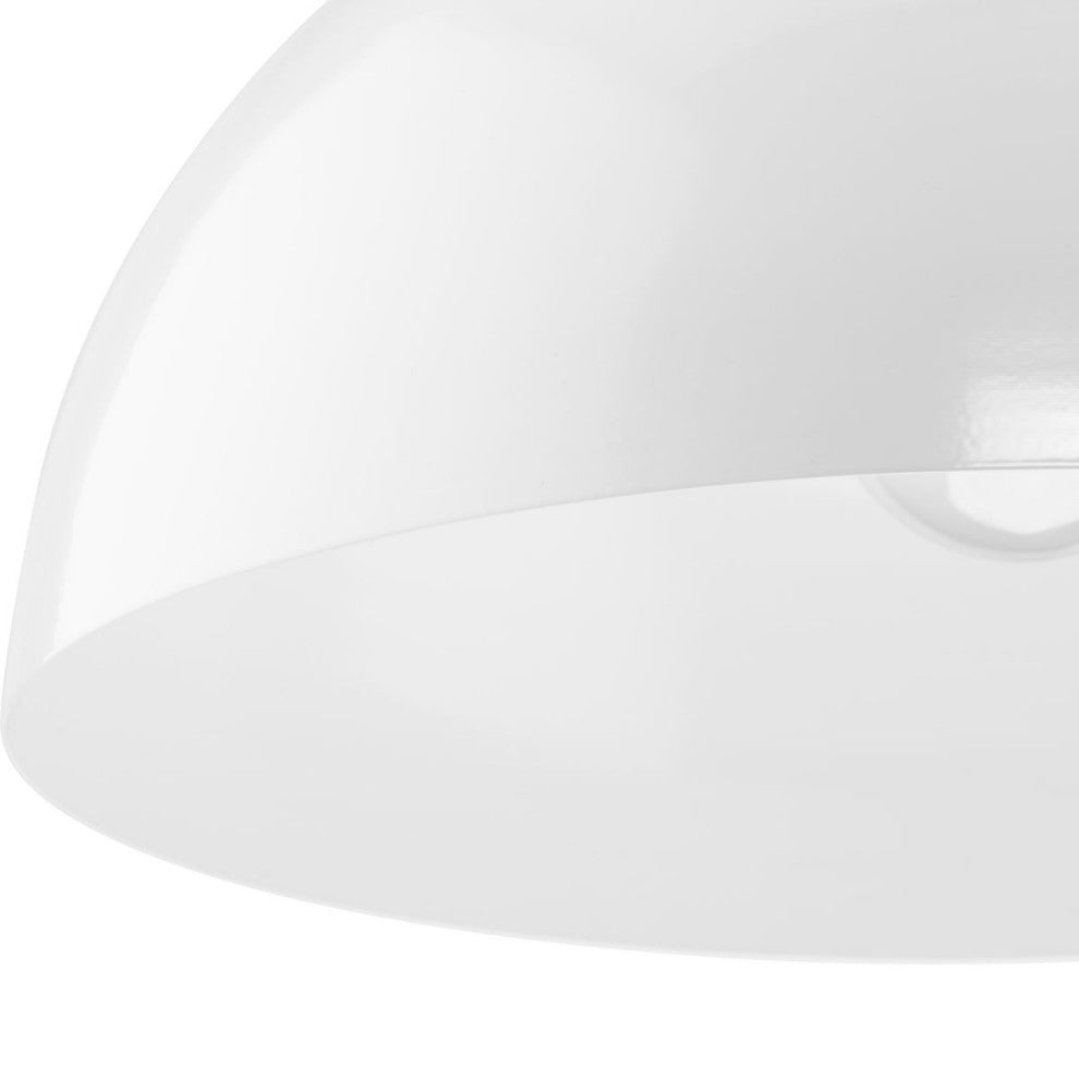 Perimeter Collection One-Light White Mid-Century Modern Pendant With metal Shade
