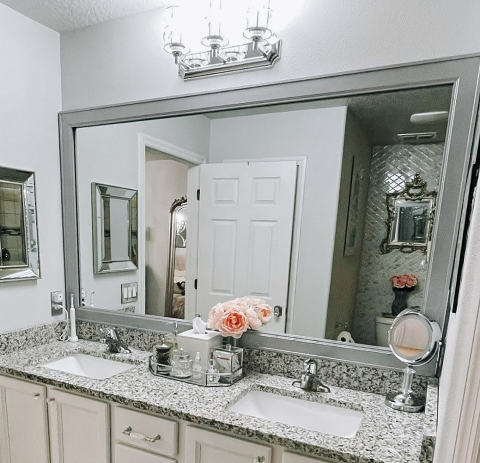 Porter Silver Framed Mirror, 36"x48"