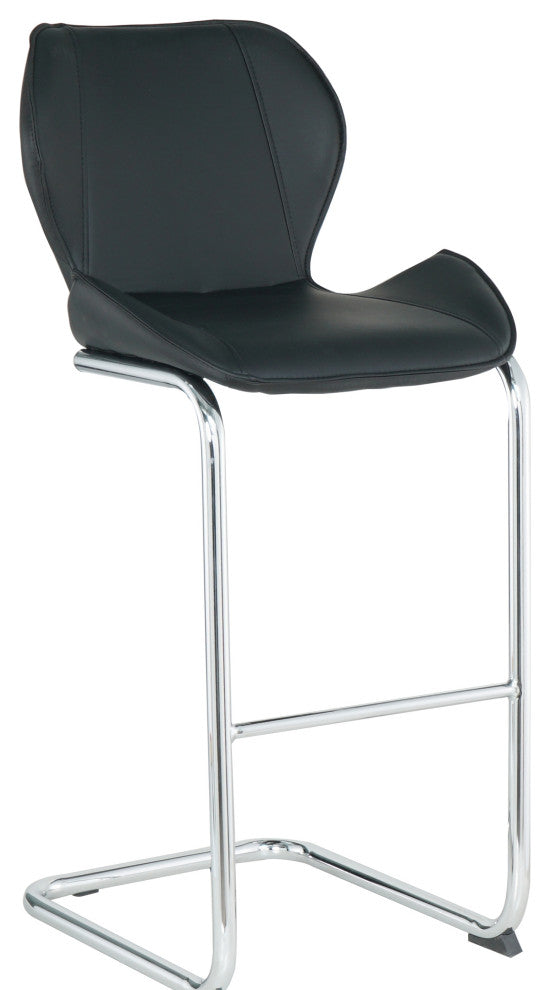 Modern PU 4 Bar chairs with Metal Legs for Dining,kitchen and Bar, Black