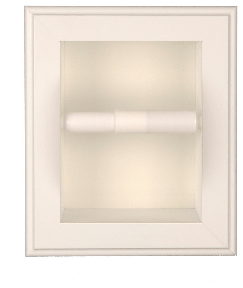Tampa Recessed Solid Wood Toilet Paper Holder 7 x 8.5, White Enamel