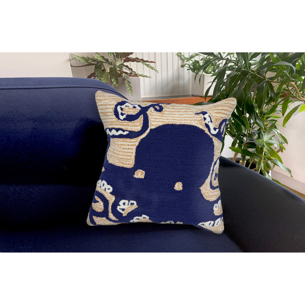 Frontporch Octopus Pillow, Navy, 18"x18"
