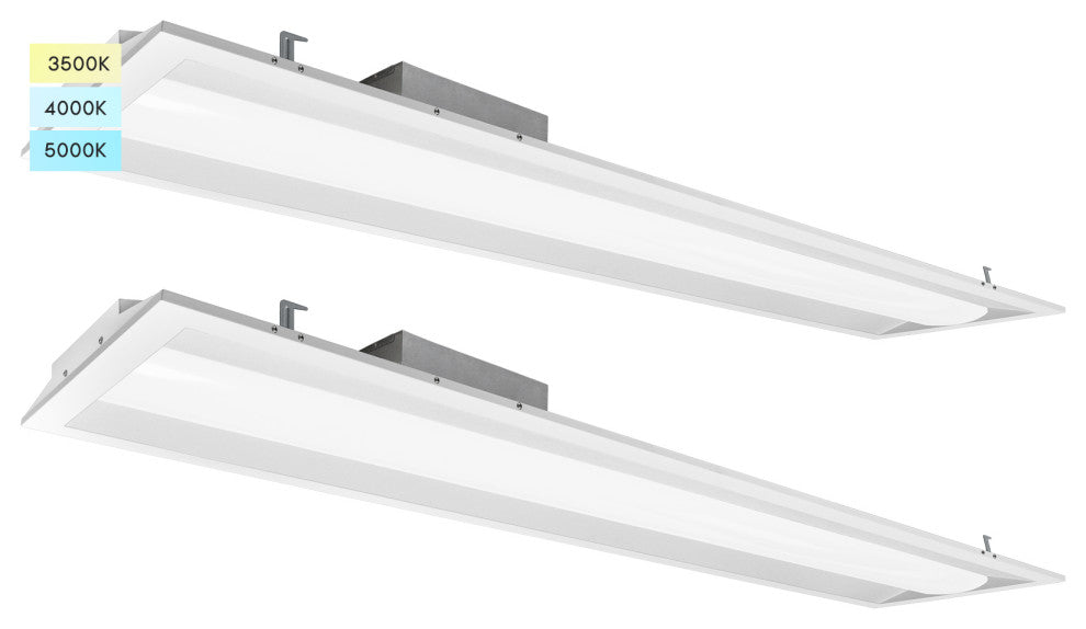 1x4 FT LED Troffer Panel 3 Color Options Dimmable Damp Rated 2 Pack