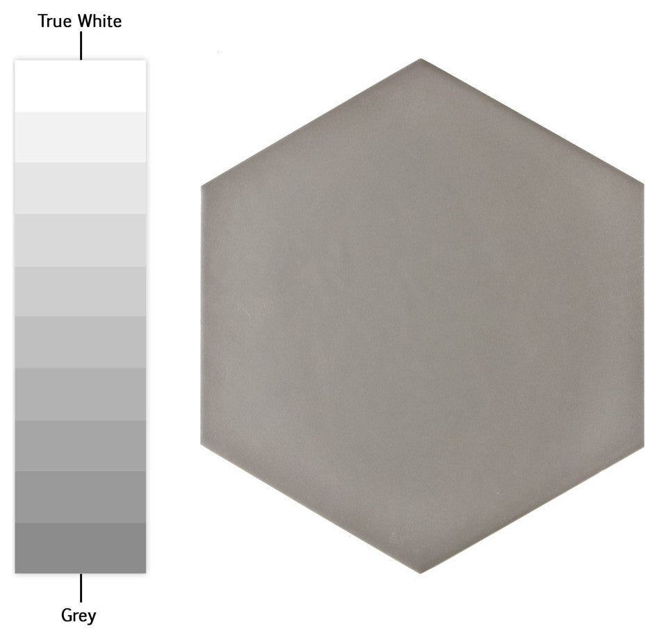 HexTile Ceramic Floor and Wall Tile, Matte Grey, Sample