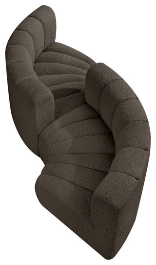 Arc Boucle Fabric Upholstered 4-Pc. Facing Modular Sectional, Brown