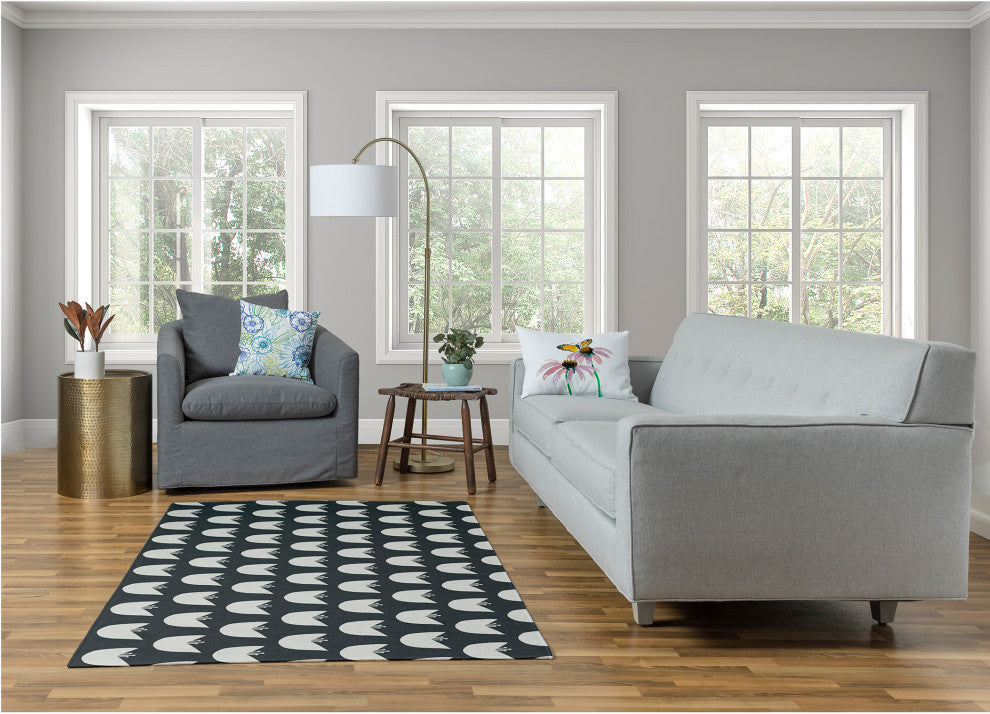 Simple Tulip Design Spring Chenille Rug, Pepper, 4'x6'