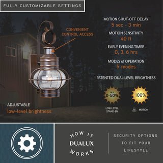 Chatham Motion Sensor Coastal Outdoor Wall Light, Bronze, 9.75Wx17.5Hx11D"