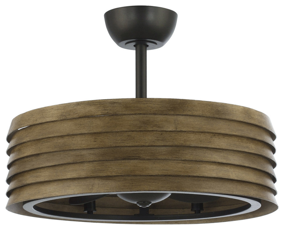 24.4 in Caged Metal Lampshade Ceiling Fan with Remote in Brown