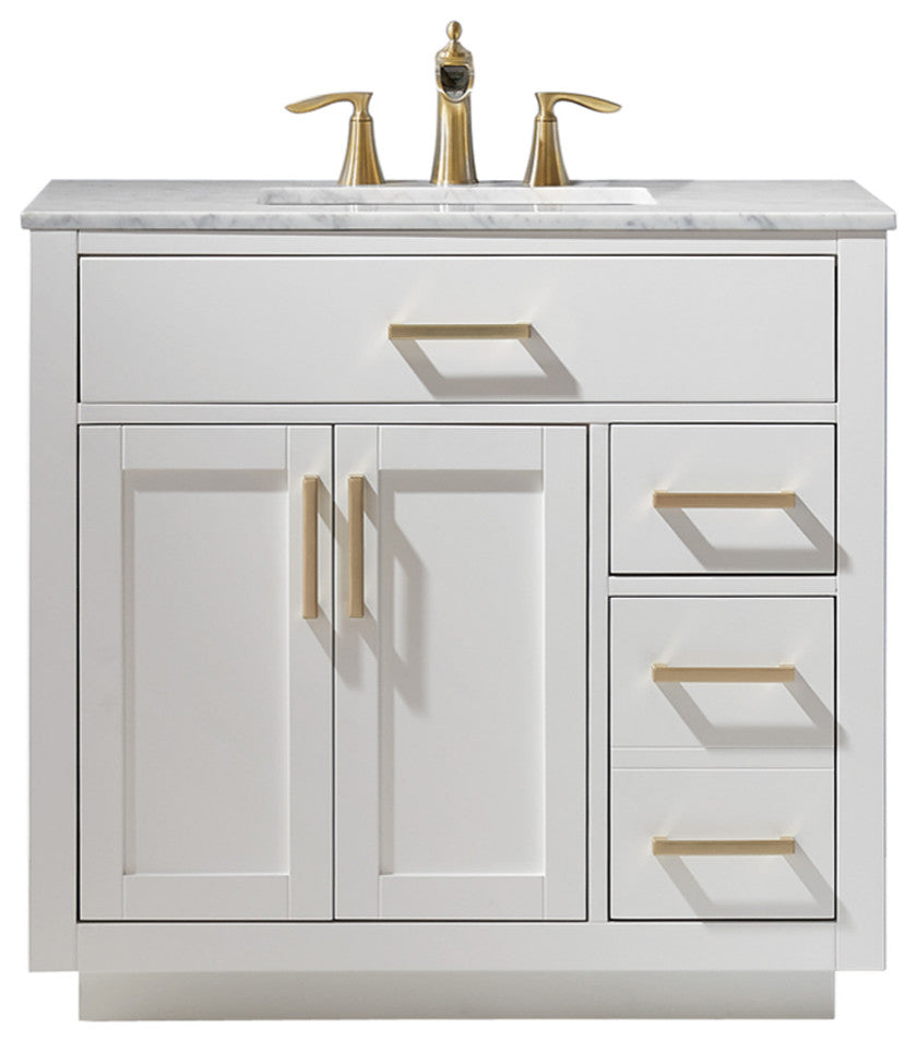 Ivy White Bathroom Vanity Set, 36", Without Mirror
