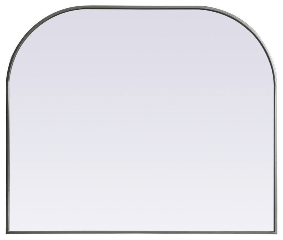 Metal Frame Arch Mirror 40X34 Inch, Silver