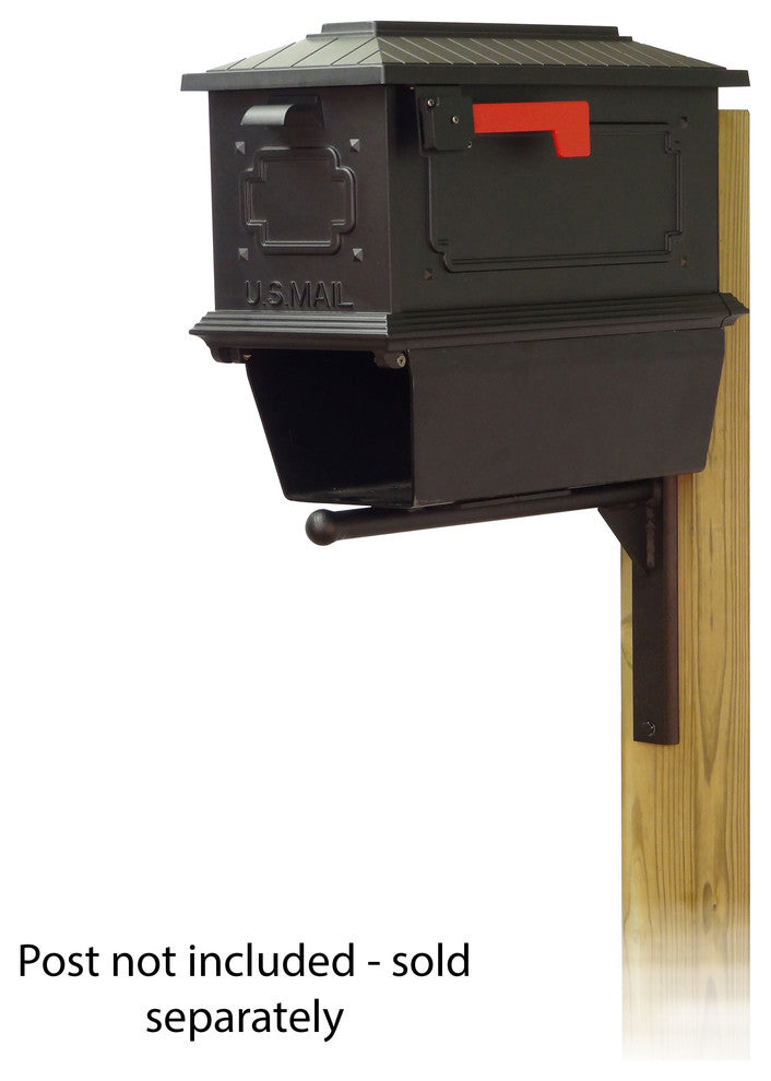 Kingston Mailbox With Newspaper Tube & Ashley Front Mailbox Mounting Bracket