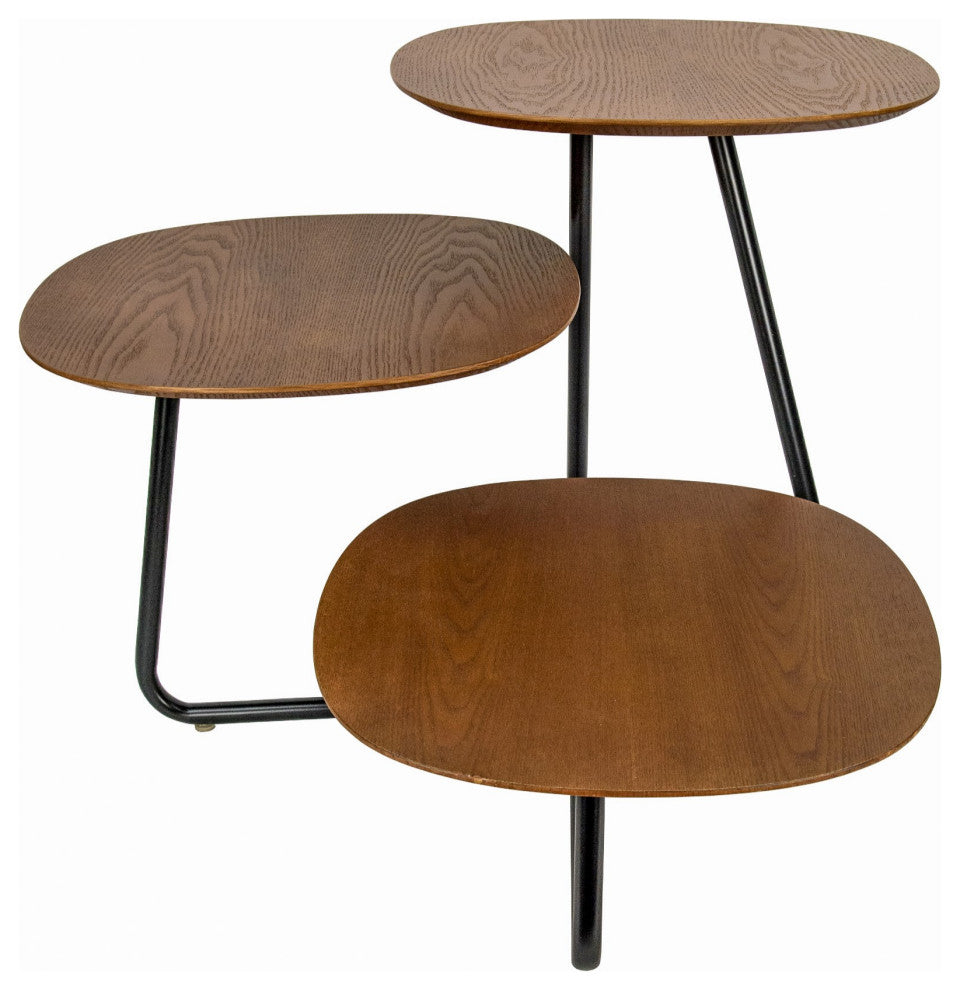 LeisureMod Hazelton End Table Manufactured Wood Top and Steel Base, Walnut