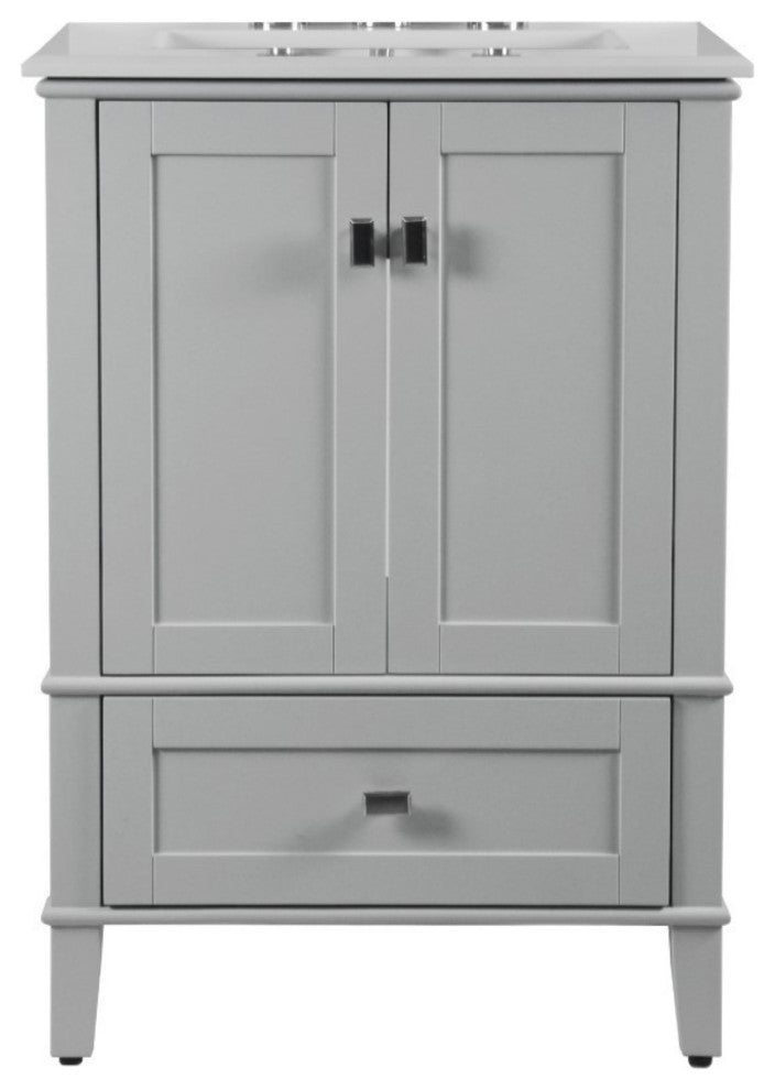 25" Single Vanity, Light Gray With Engineered Stone Top