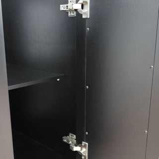 61" Double Sink Vanity, Black Finish With Gray Granite And Rectangle Sink