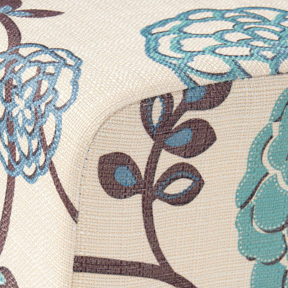 GDF Studio Percival White and Blue Floral Fabric Dining Chairs, Set of 2, White and Blue Floral, Fabric