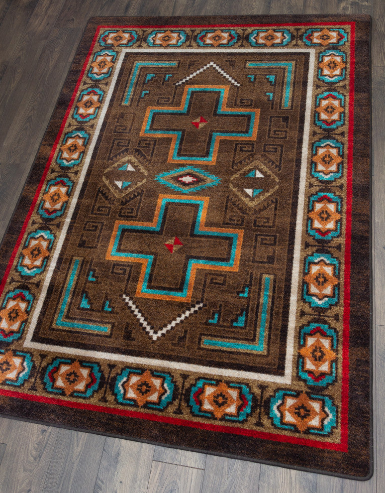 Saw Tooth Oka, Brown, 4'x5'