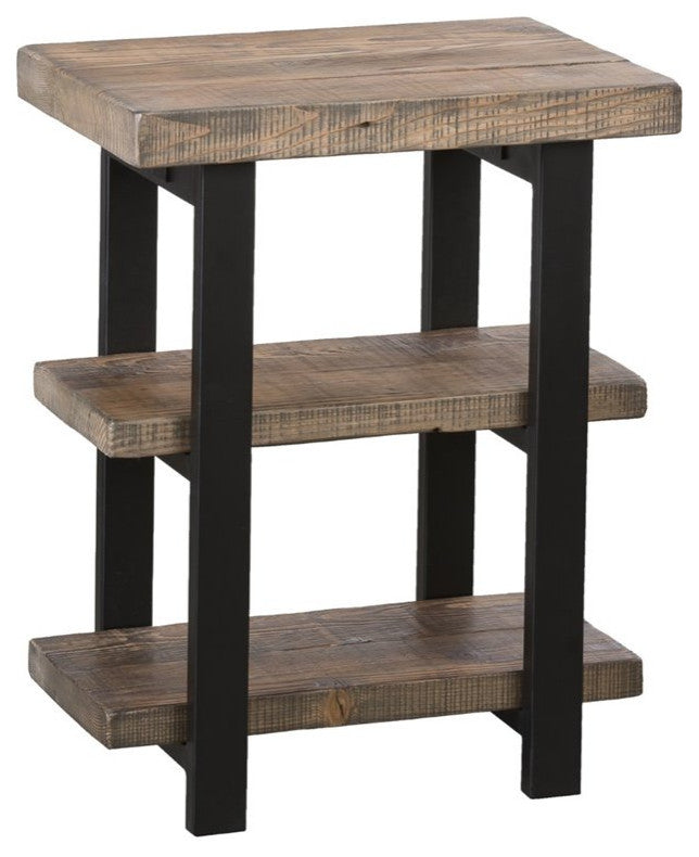 Pomona Metal and Reclaimed Wood 2-Shelf End Table, Natural