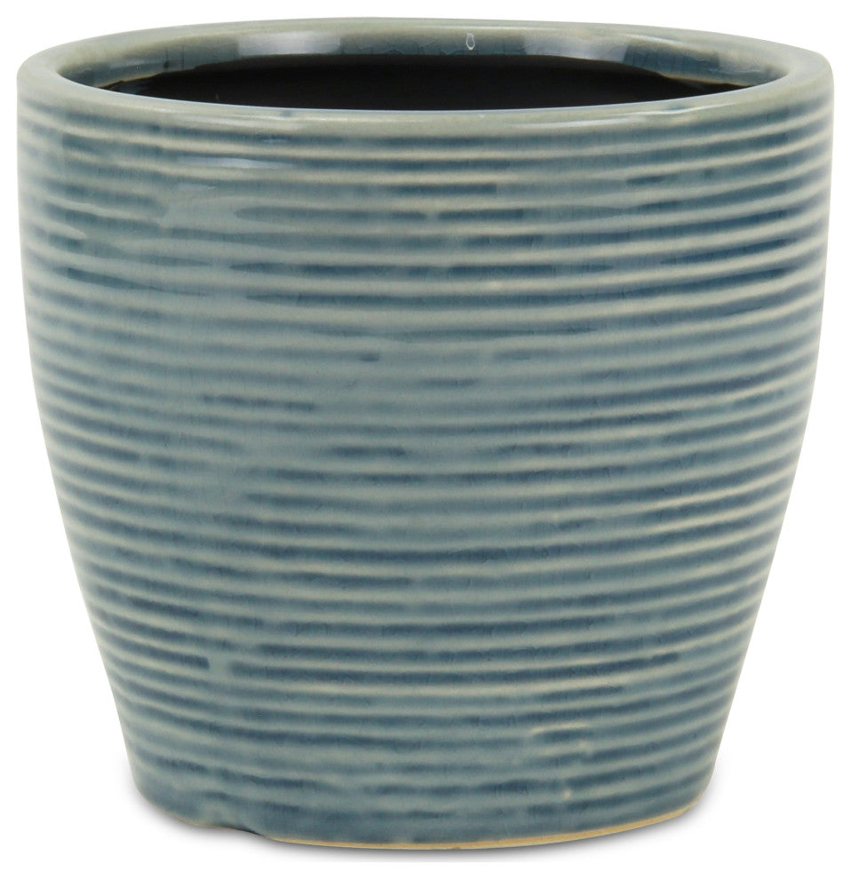 Livia Rippled Blue Pot