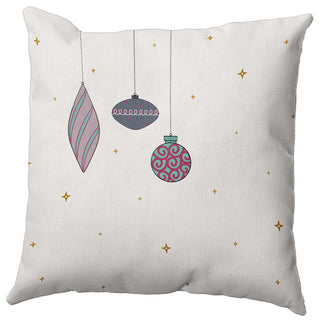 Steel Colored Light Bright Christmas Polyester Throw Pillow, 16"x16"