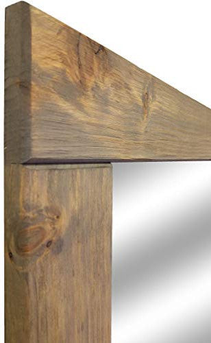 Natural Rustic Style Vanity Mirror, Weathered Oak, 36"x30"